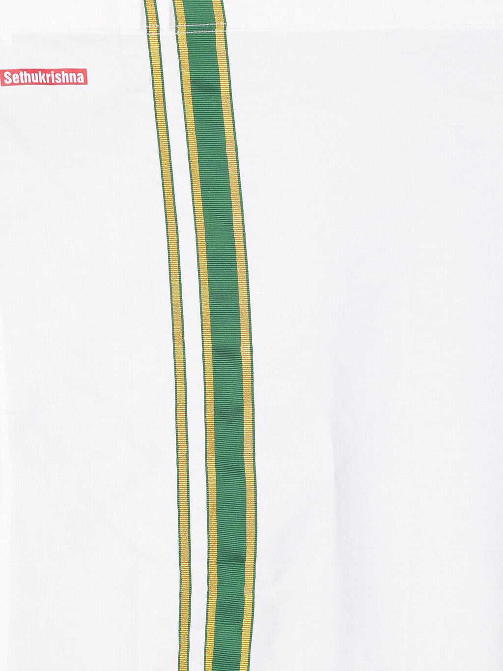 Sethukrishna Boys Olive Green & White Solid Shirt and Veshti Set | Grocsy