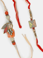 NVR Men Set of 2 Multicolor Stone-Studded Rakhi With Roli Chawal & Chocolate | Grocsy