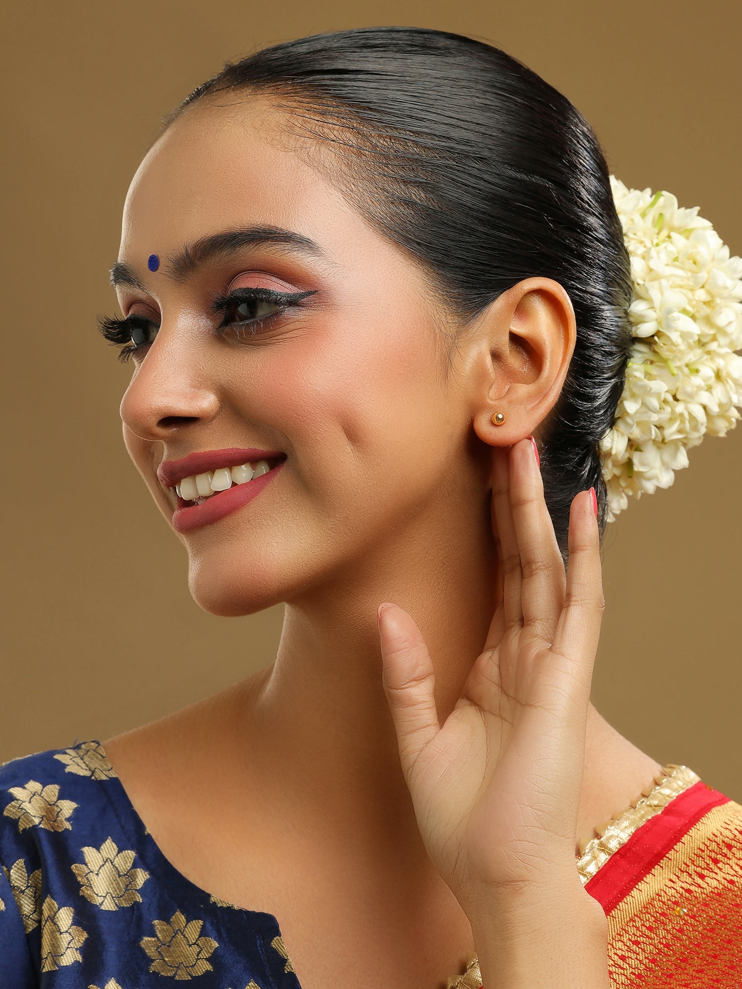 Ruby Raang Golden Round Studs | Grocsy