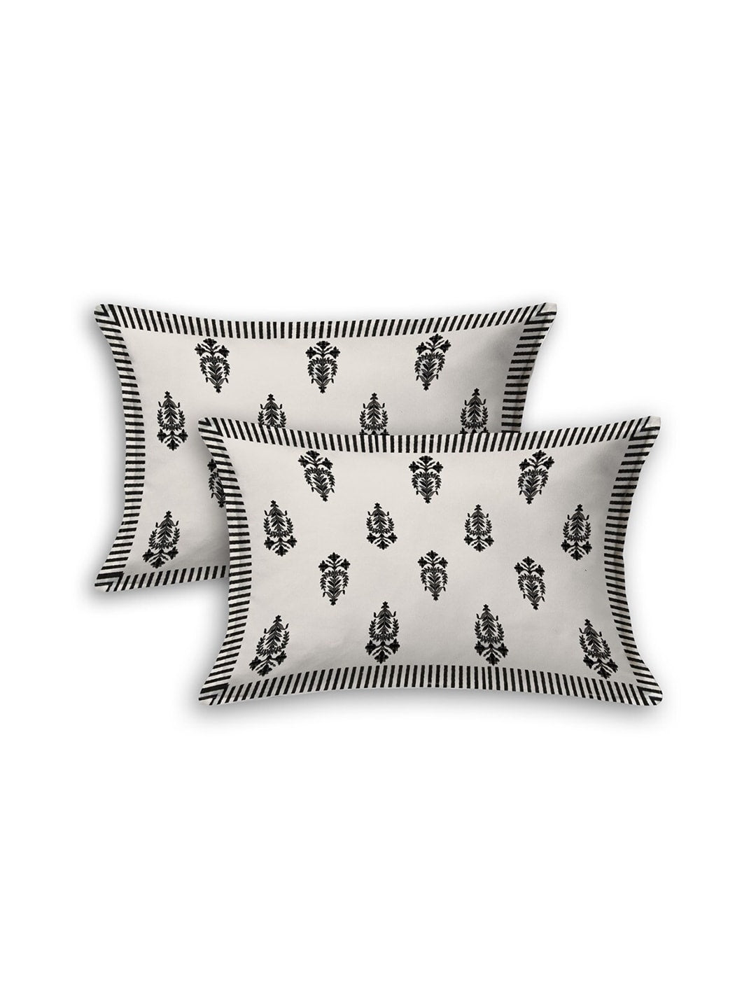 LIVING ROOTS White & Grey Ethnic Motifs 210 TC King Bedsheet with 2 Pillow Covers | Grocsy