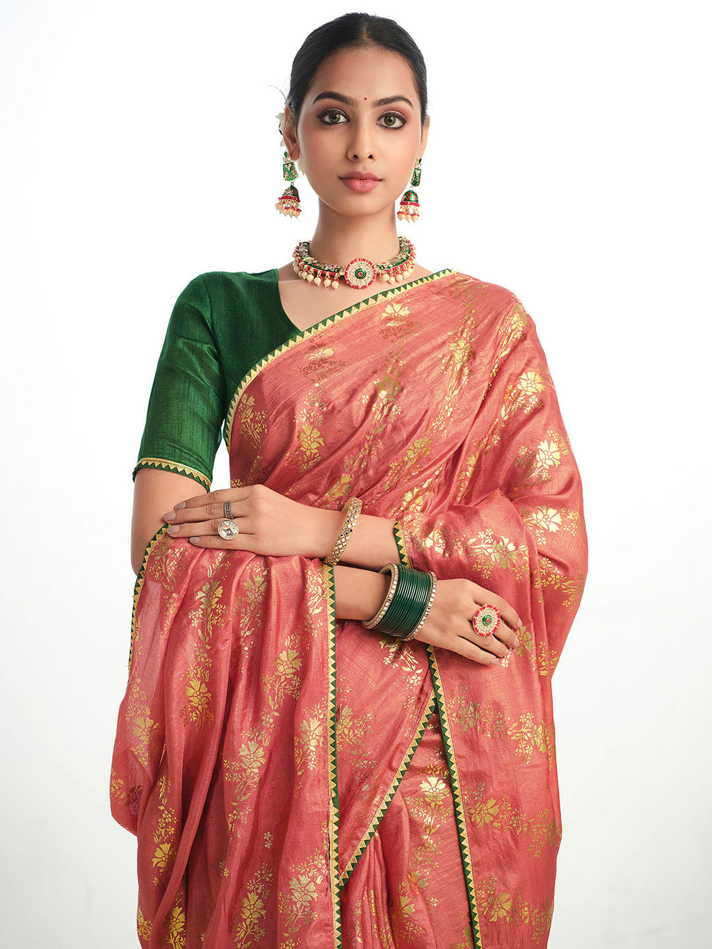 Sangria Ethnic Motifs Printed Zari Saree | Grocsy