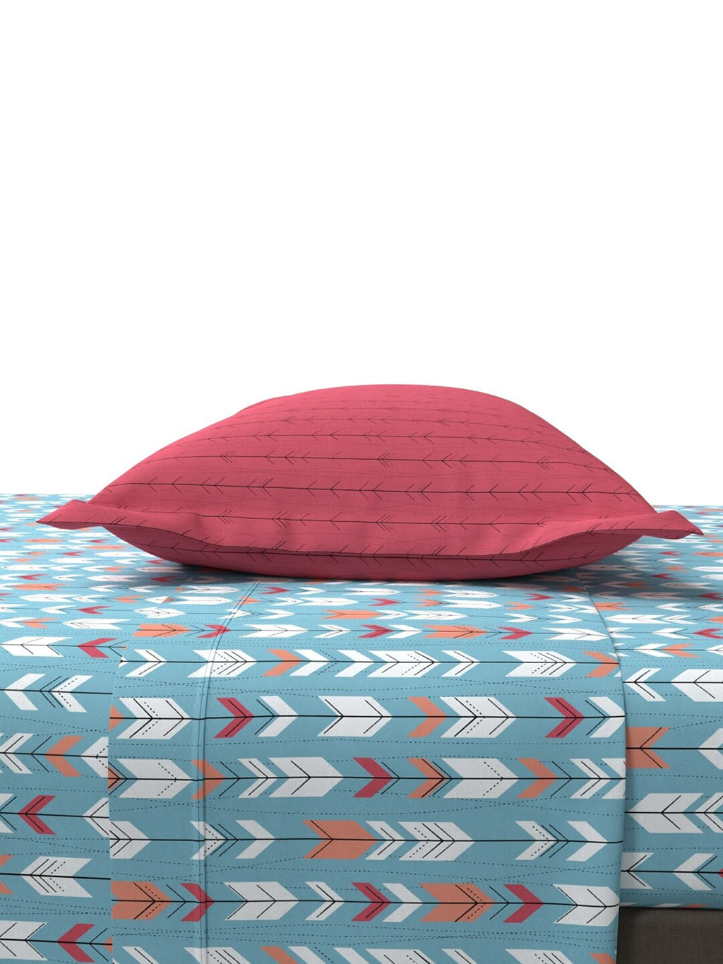 MYTRIDENT Blue White Geometric Cotton 144 TC Queen Bedsheet With 2 Pillow Covers | Grocsy