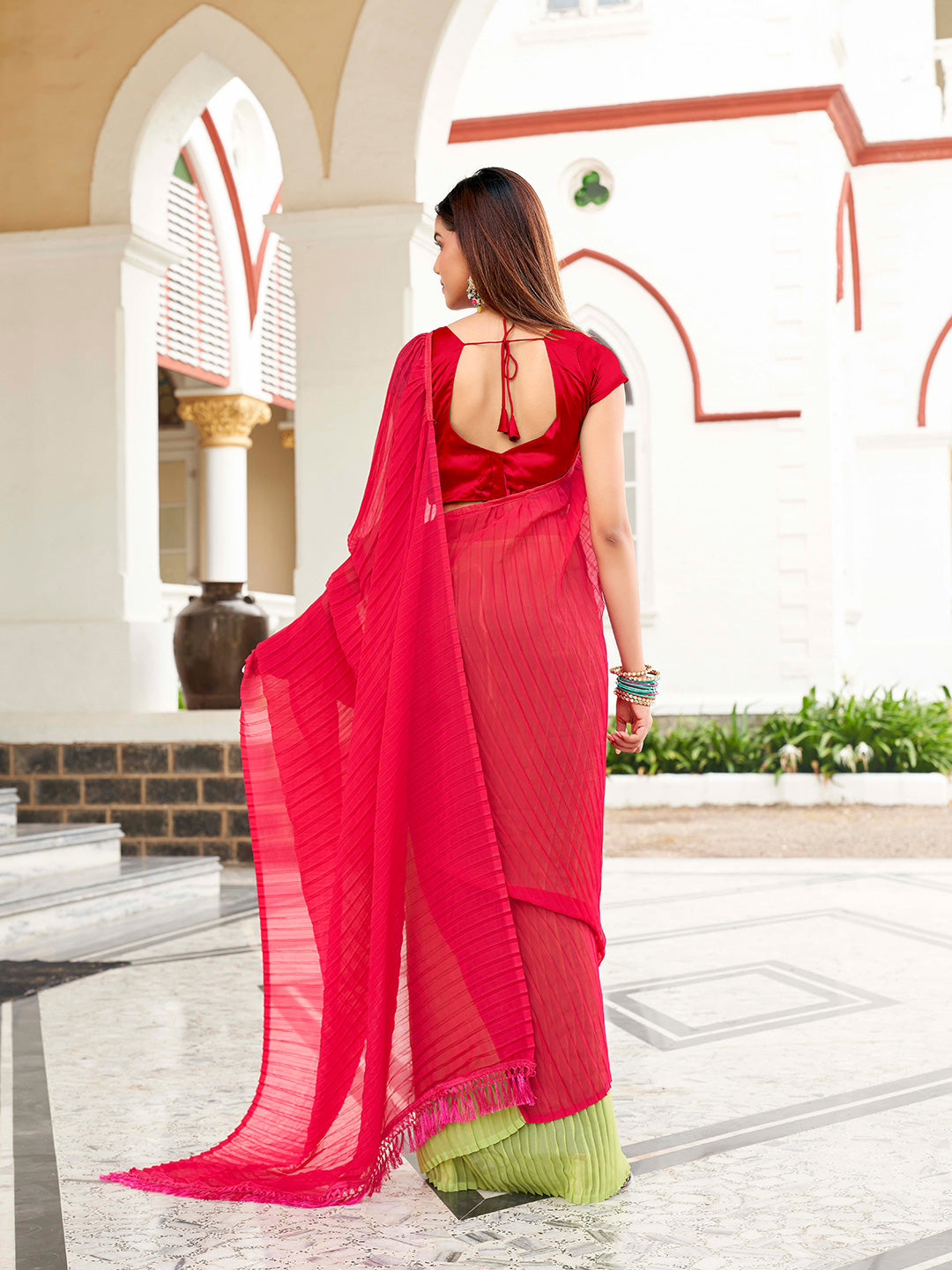 Tikhi Imli Georgette Half and Half Saree | Grocsy