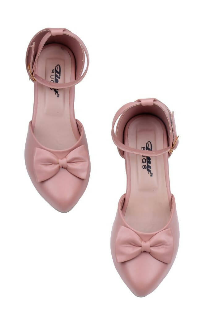 Tiny Bugs Girls Bow Embellished Ballerinas - Peach | Grocsy