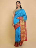 Kalamandir Floral Blue Pashmina Saree | Grocsy