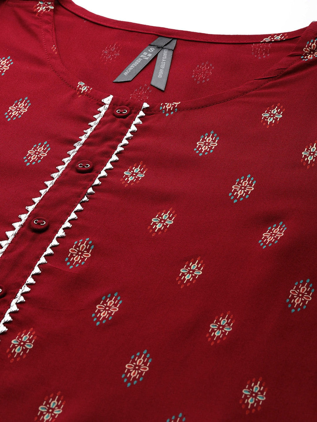 HERE&NOW Women Maroon Ethnic Motifs Printed Regular Kurta with Palazzos | Grocsy