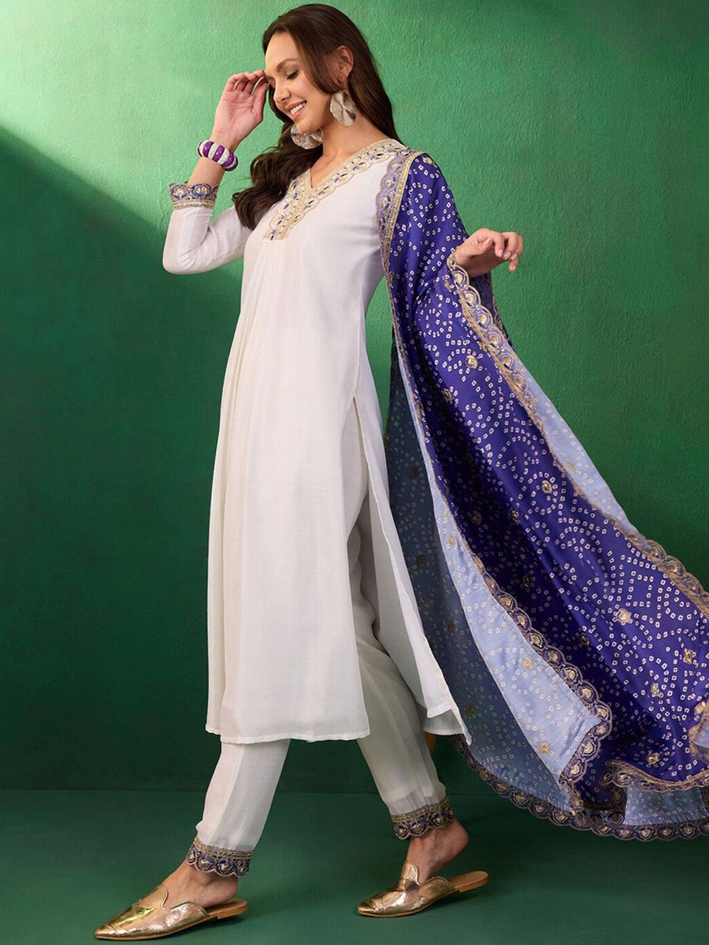 Sangria Sequence Embroidered Straight Kurta With Trousers | Grocsy