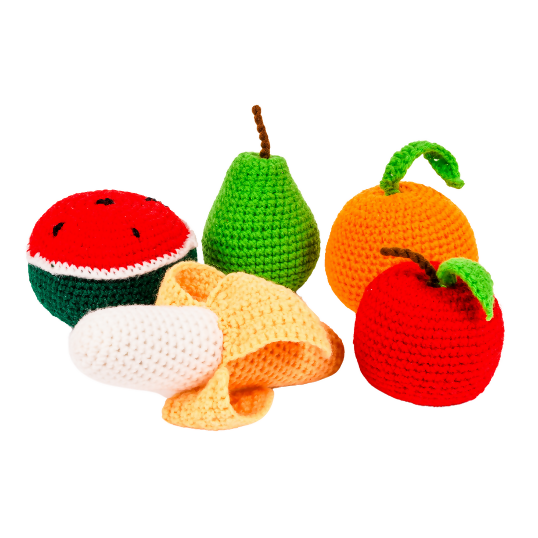Nesta Toys Crochet Fruit Toys, Pretend Play Plush Toys for Kids, Stuffed Toys for Babies (5 Pcs) | Grocsy