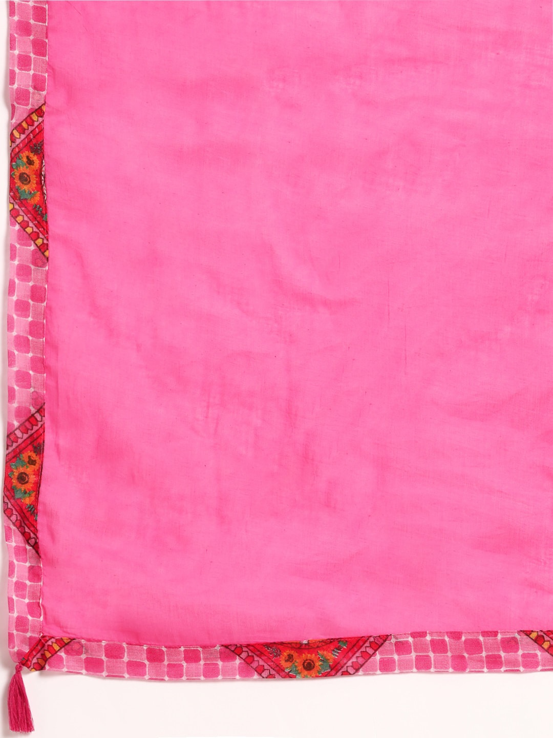 Sangria Women Pink Ethnic Motifs Printed Pure Cotton Kurta with Trousers & Dupatta | Grocsy