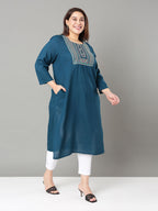 Sztori Floral Embroidered Yoke Design Sequined Straight Kurta | Grocsy