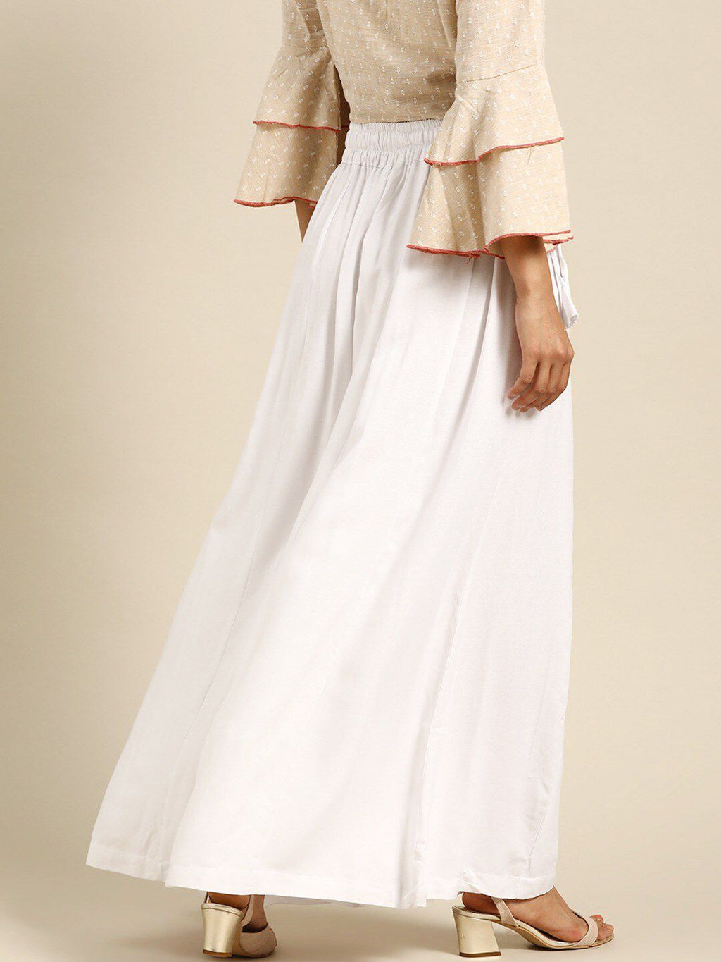 TAG 7 Women Elasticated Flared Ethnic Palazzos | Grocsy