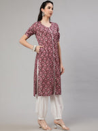 Aks Floral Printed Regular Pure Cotton Kurta With Trousers | Grocsy