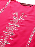 Sangria Floral Embroidered Mirror Work Kurta | Grocsy