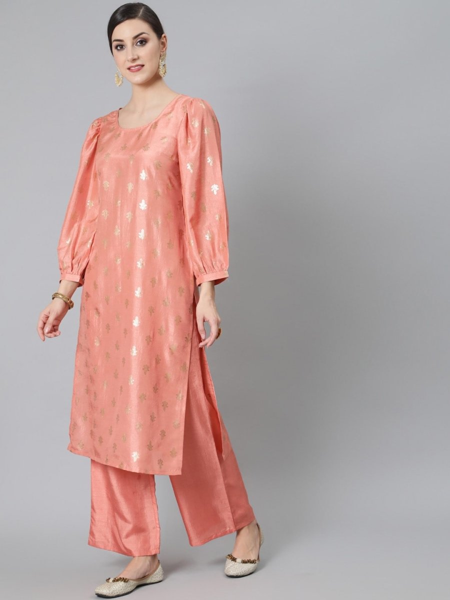 Aks Ethnic Motifs Printed Regular Kurta With Palazzos | Grocsy