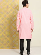 House of Pataudi Men Solid Thread Work Jashn Kurta | Grocsy