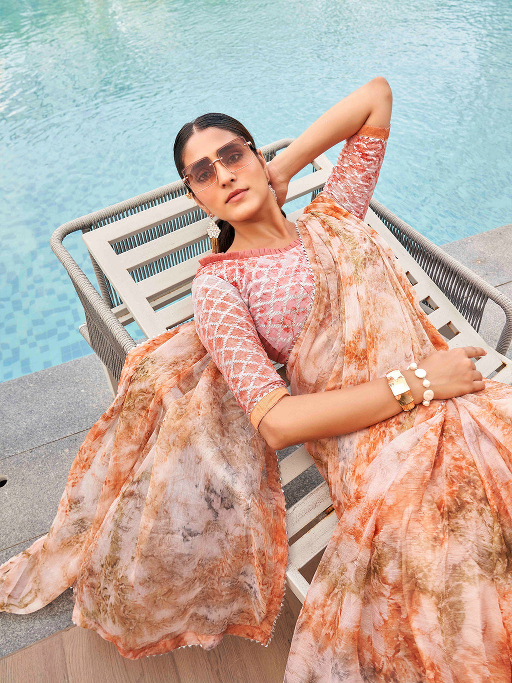 Tikhi Imli Tie and Dye Chiffon Saree | Grocsy