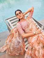 Tikhi Imli Tie and Dye Chiffon Saree | Grocsy