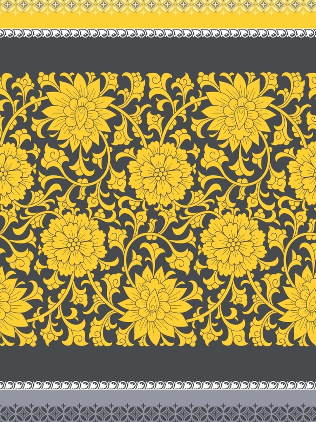 Dreamscape Yellow Ethnic Motifs Cotton 140 TC Fitted Single Bedsheet & 1 Pillow Cover | Grocsy