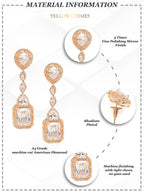Yellow Chimes Rhodium-Plated Rose-Gold White AD-Studded Drop Earrings | Grocsy