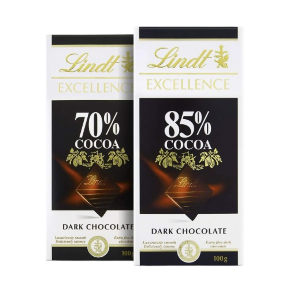 Lindt Excellence Dark 70% Cocoa Chocolate Bar and Lindt Excellence Dark 85% Cocoa Chocolate Bar | Grocsy