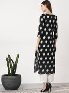 Sangria Women Black & Off-White Woven Design Straight Kurta | Grocsy