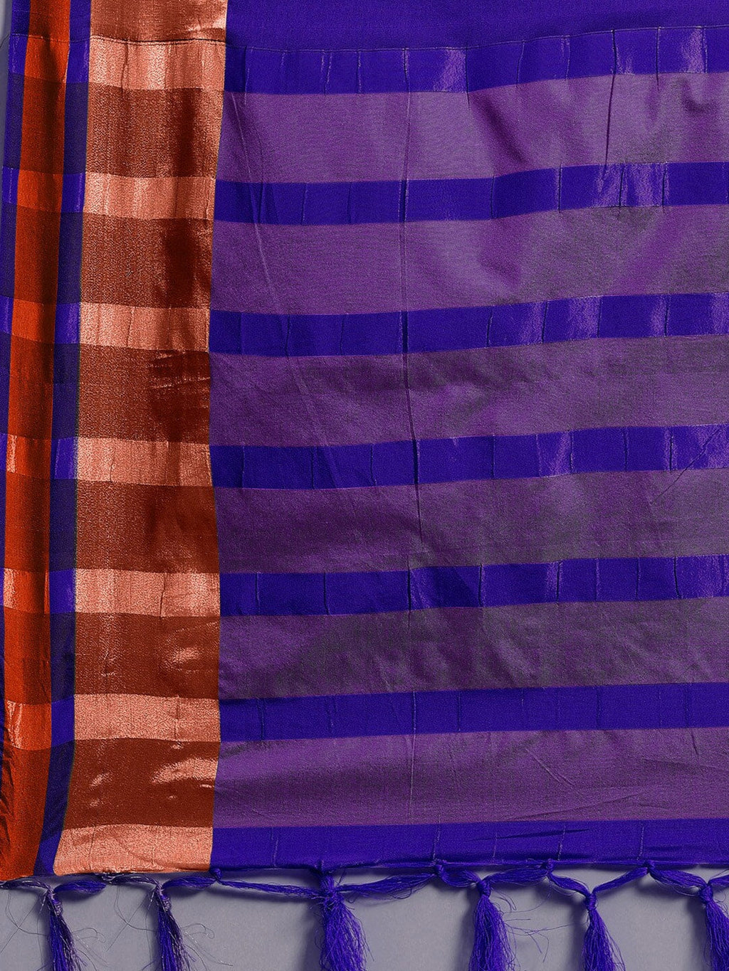 Saree Mall Blue & Copper-Toned Zari Silk Blend Uppada Sarees | Grocsy