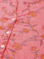 All About You Women Pink & Yellow Floral Printed Kurta | Grocsy