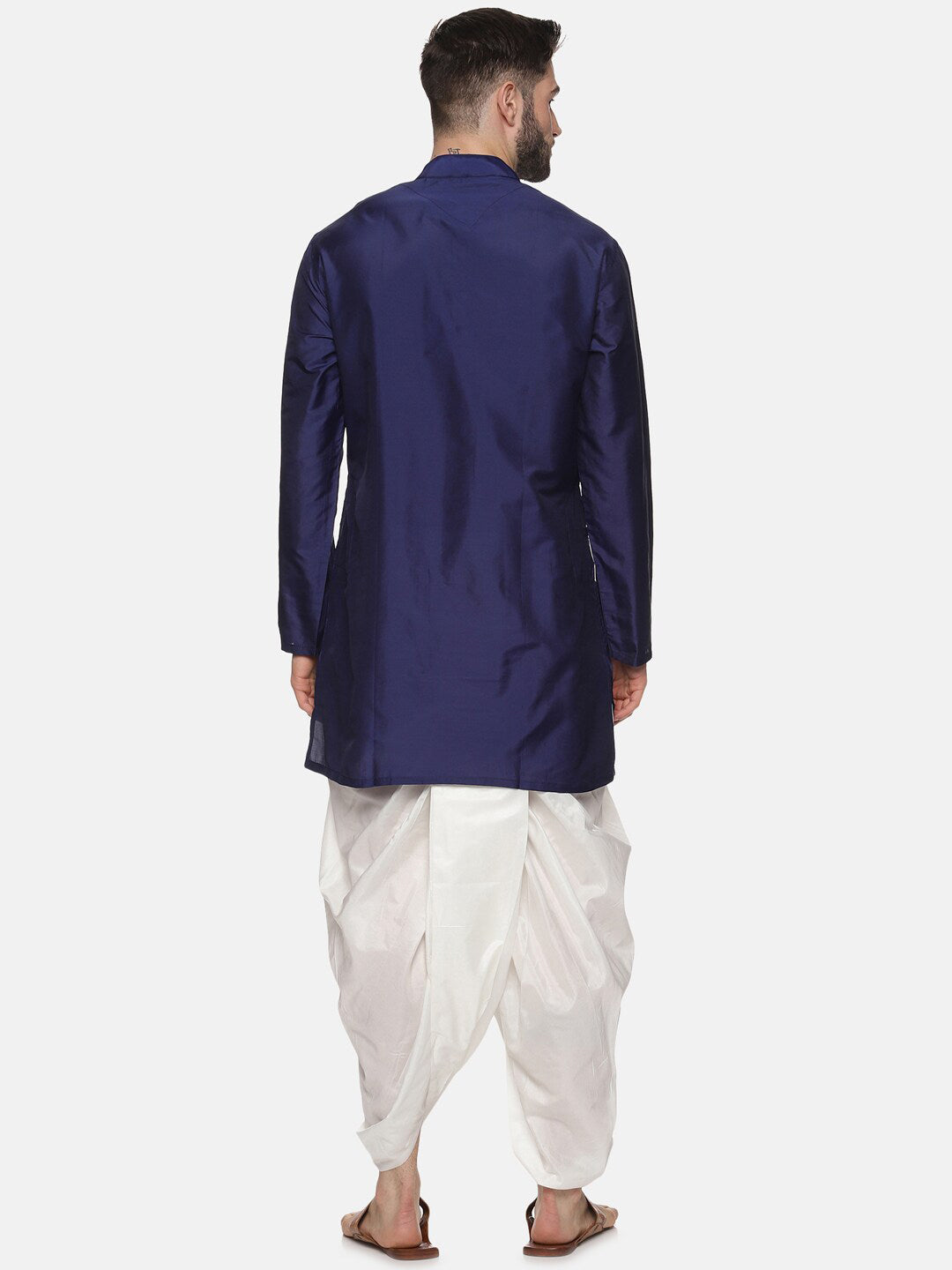 Sethukrishna Men Navy Blue Kurta with Dhoti Pants | Grocsy