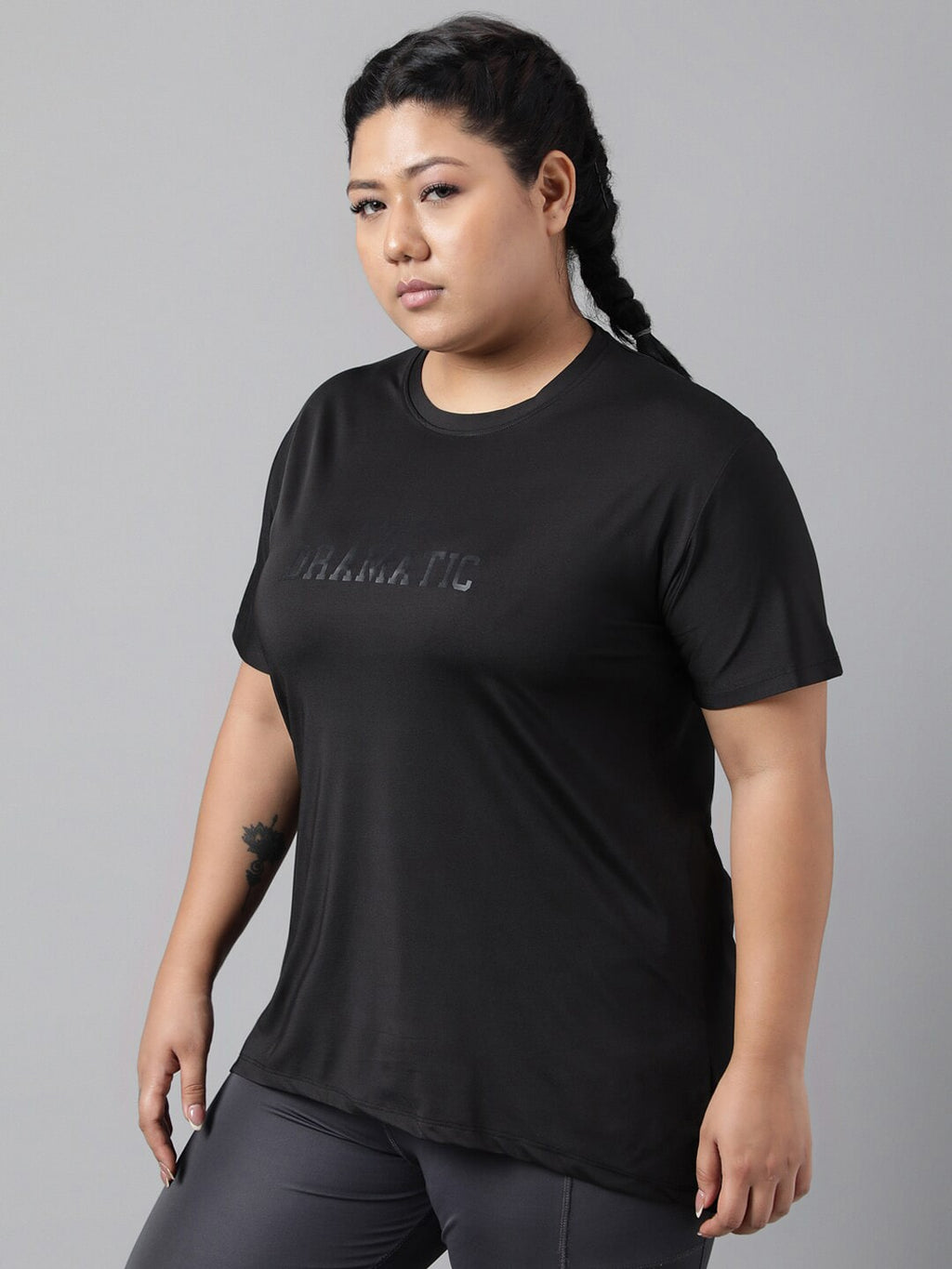 MKH Plus Size Relaxed Fit Typography Printed Dri-Fit Sports T-shirt | Grocsy