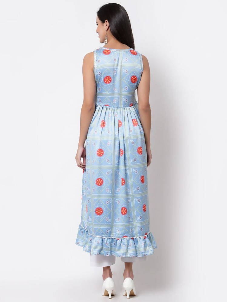 Myshka Cotton Printed Sleeveless Round Neck Multicolor Casual Women's Dress | Grocsy