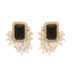 Nuyug 22K Gold Plated Noir Spark Contemporary Stud Earrings | Grocsy