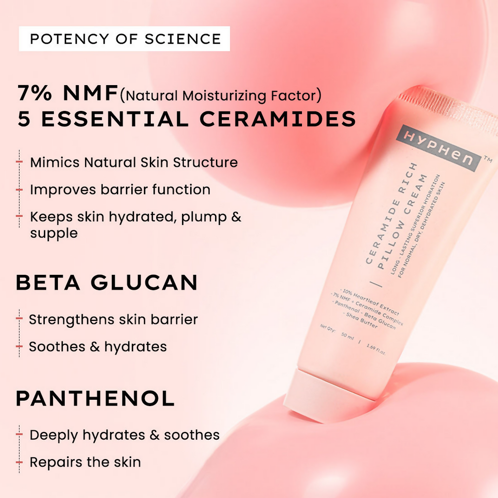 Hyphen By Kriti Sanon 10% Heartleaf & 7% Ceramides-Nmf Face Cream Moisturizer Rich Pillow Cream | Grocsy