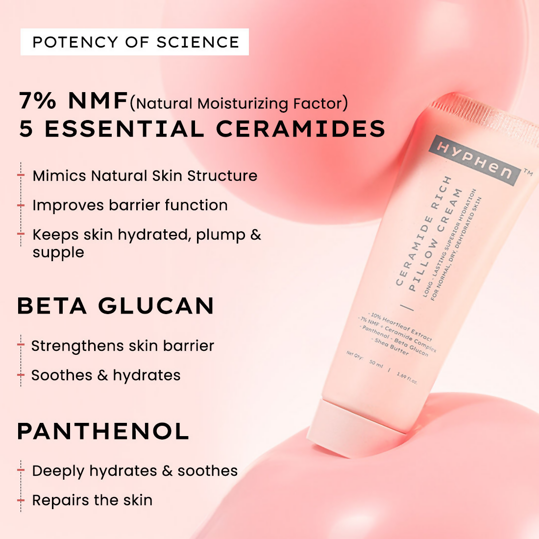 Hyphen By Kriti Sanon 10% Heartleaf & 7% Ceramides-Nmf Face Cream Moisturizer Rich Pillow Cream | Grocsy