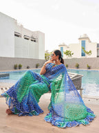 Tikhi Imli Bandhani Gotta Patti Georgette Saree | Grocsy