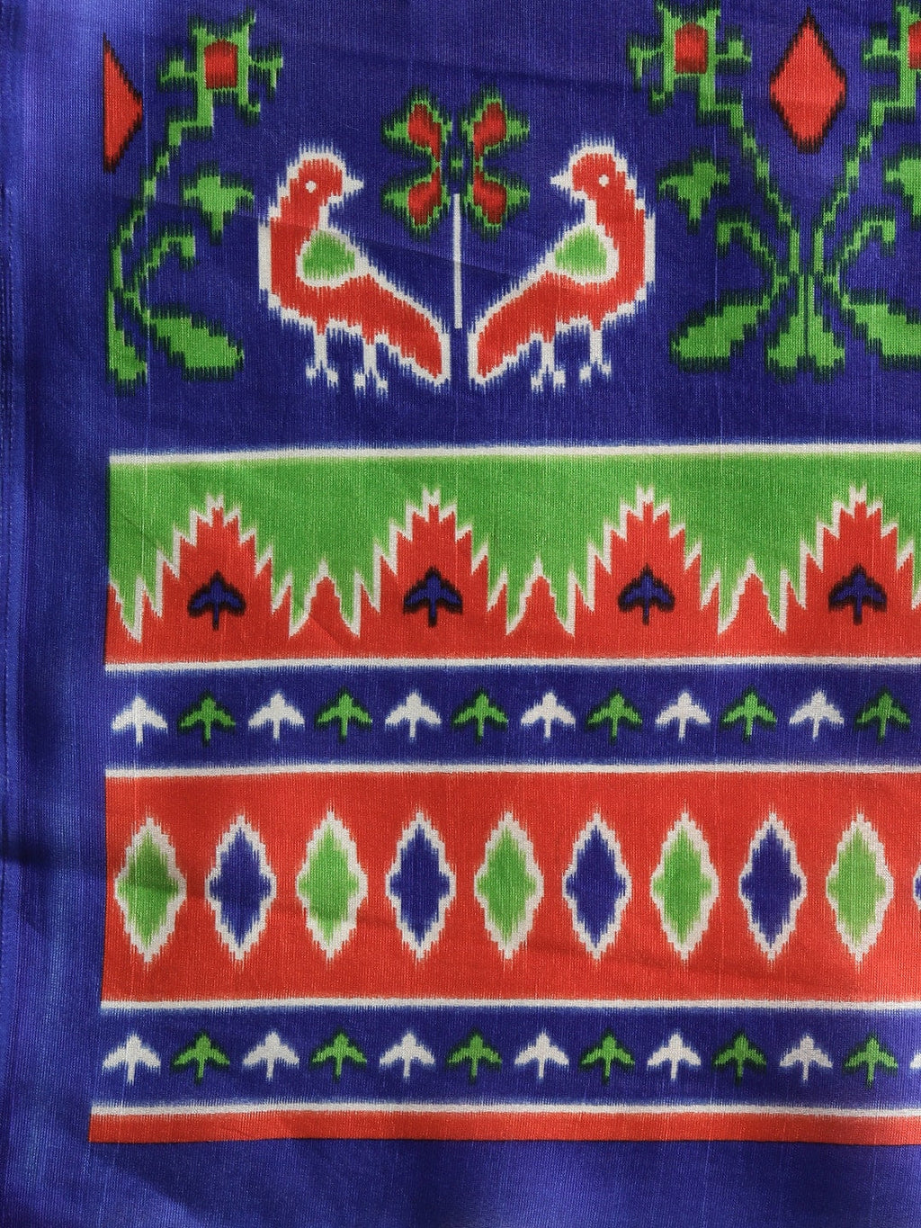 Saree Mall Red & Blue Printed Bhagalpuri Saree | Grocsy