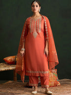 Indo Era Women Ethnic Motifs Embroidered Regular Gotta Patti Kurta with Trousers & With Dupatta | Grocsy