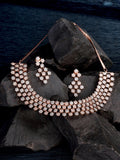 Saraf RS Jewellery White Rose Gold-Polished AD Studded Necklace Jewellery Set | Grocsy