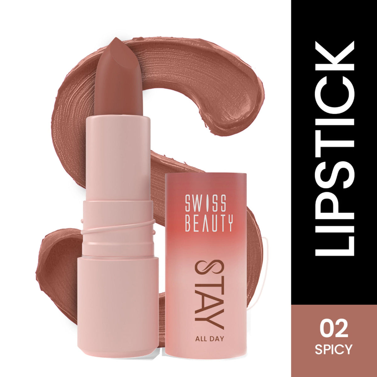 Swiss Beauty Stay All Day Lipstick - 02 Spicy | Grocsy