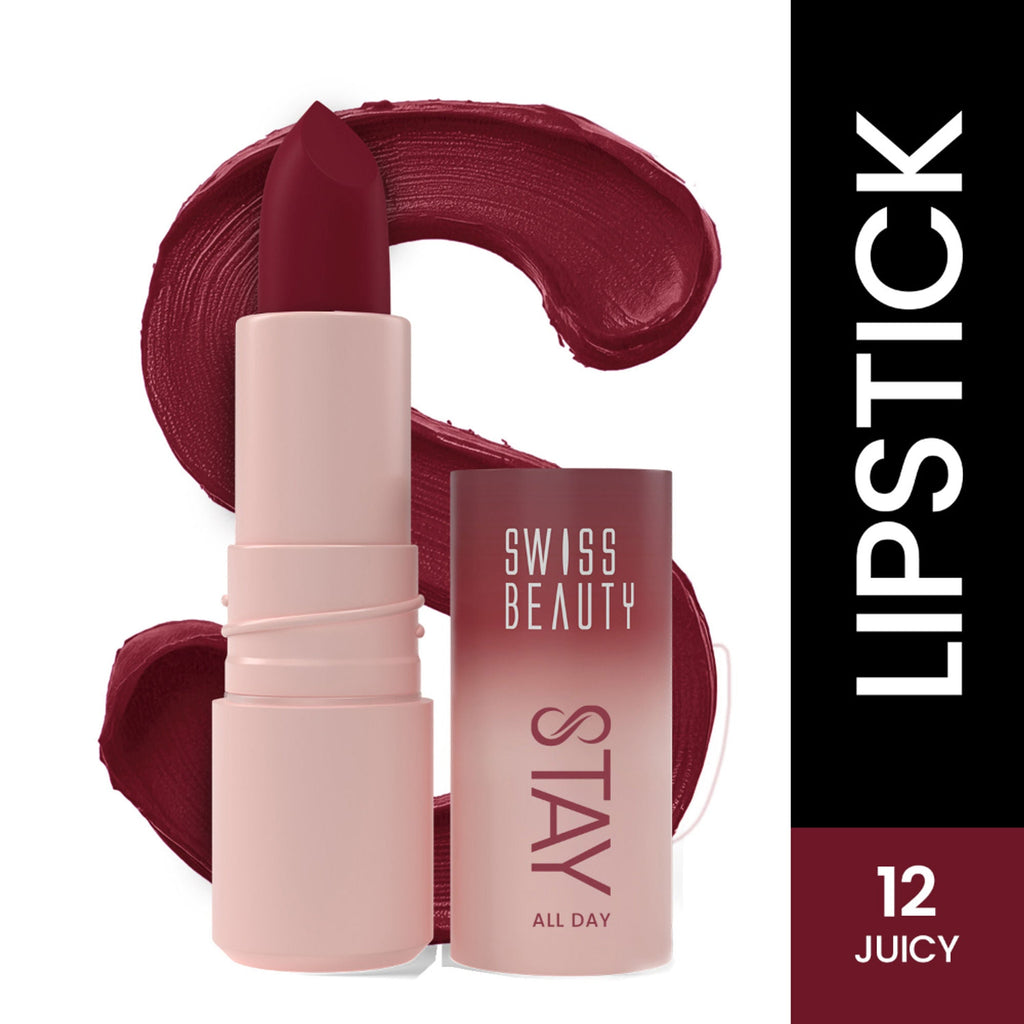 Swiss Beauty Stay All Day Lipstick - 12 Juicy | Grocsy