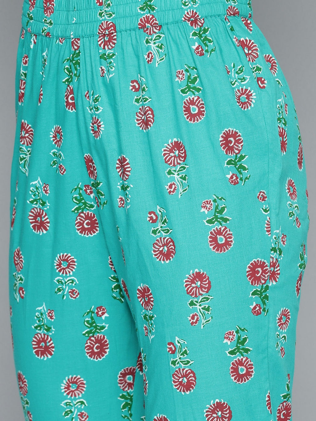 HERE&NOW Floral Printed Pure Cotton Kurta with Trousers | Grocsy