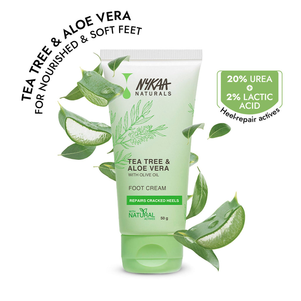 Nykaa Skin Happy Heels 20%Urea, 2%Lactic Acid Foot Cream-Dry & Cracked Feet - Tea Tree & Aloe Vera | Grocsy