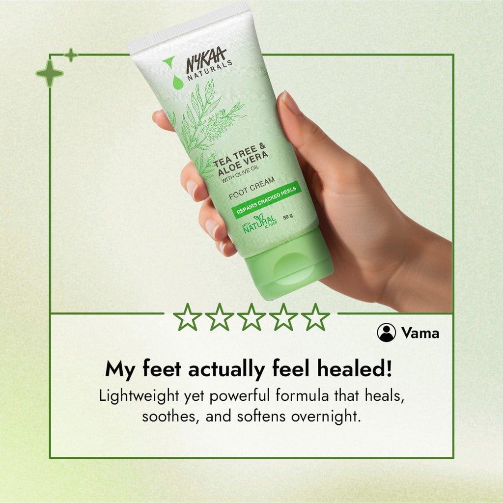 Nykaa Skin Happy Heels 20%Urea, 2%Lactic Acid Foot Cream-Dry & Cracked Feet - Tea Tree & Aloe Vera | Grocsy