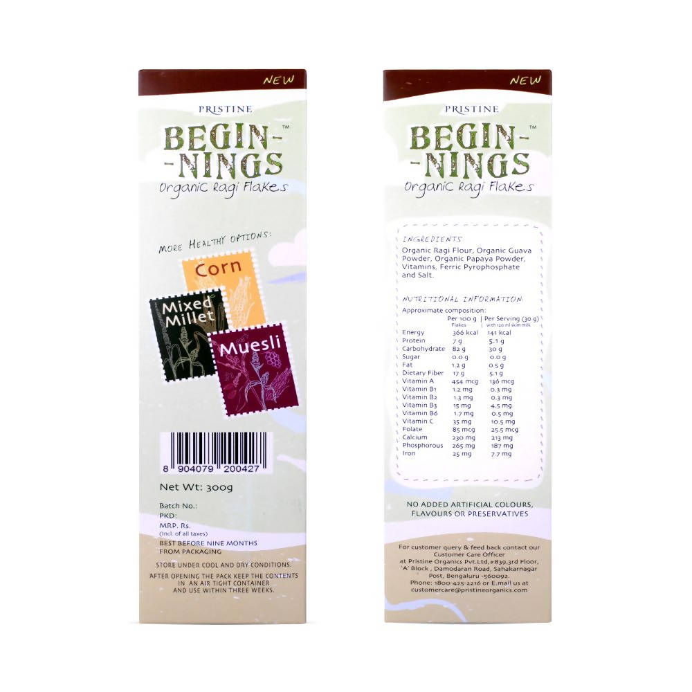 Pristine Beginnings Organic Ragi Flakes | Grocsy