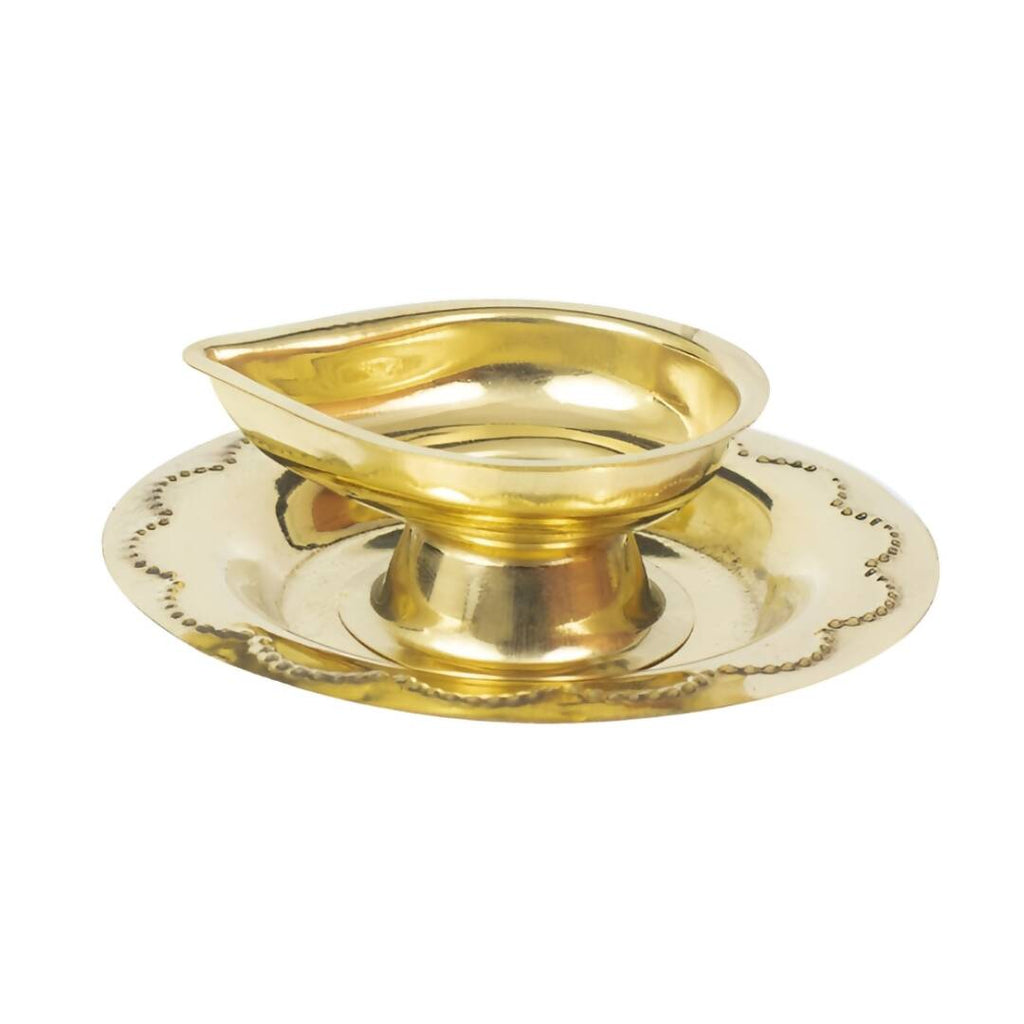 Spillbox Gold-Toned Brass Deepak Diya Pooja Essential | Grocsy