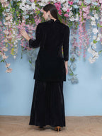 Joban Fashion Black Velvet Sharara Set | Grocsy