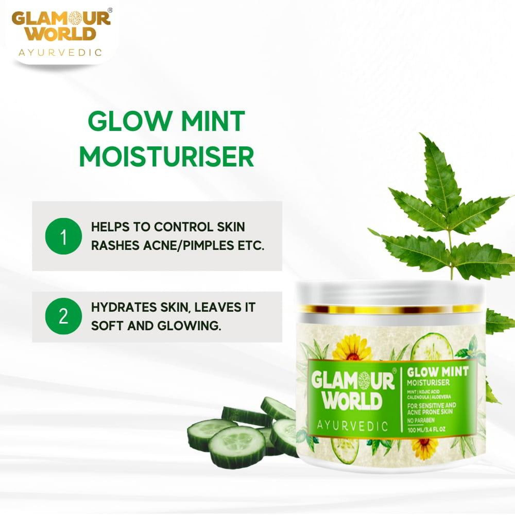 GLAMOUR WORLD AYURVEDIC Glow Mint Moisturiser | Grocsy