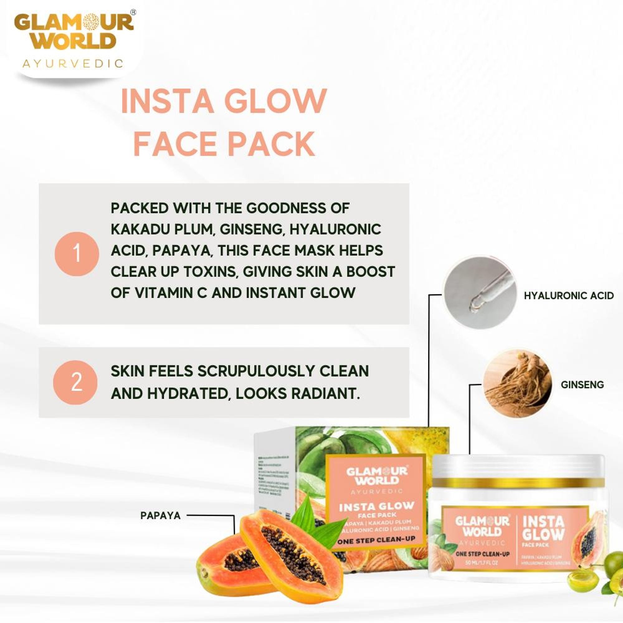 GLAMOUR WORLD AYURVEDIC Insta Glow Fack Pack | Grocsy