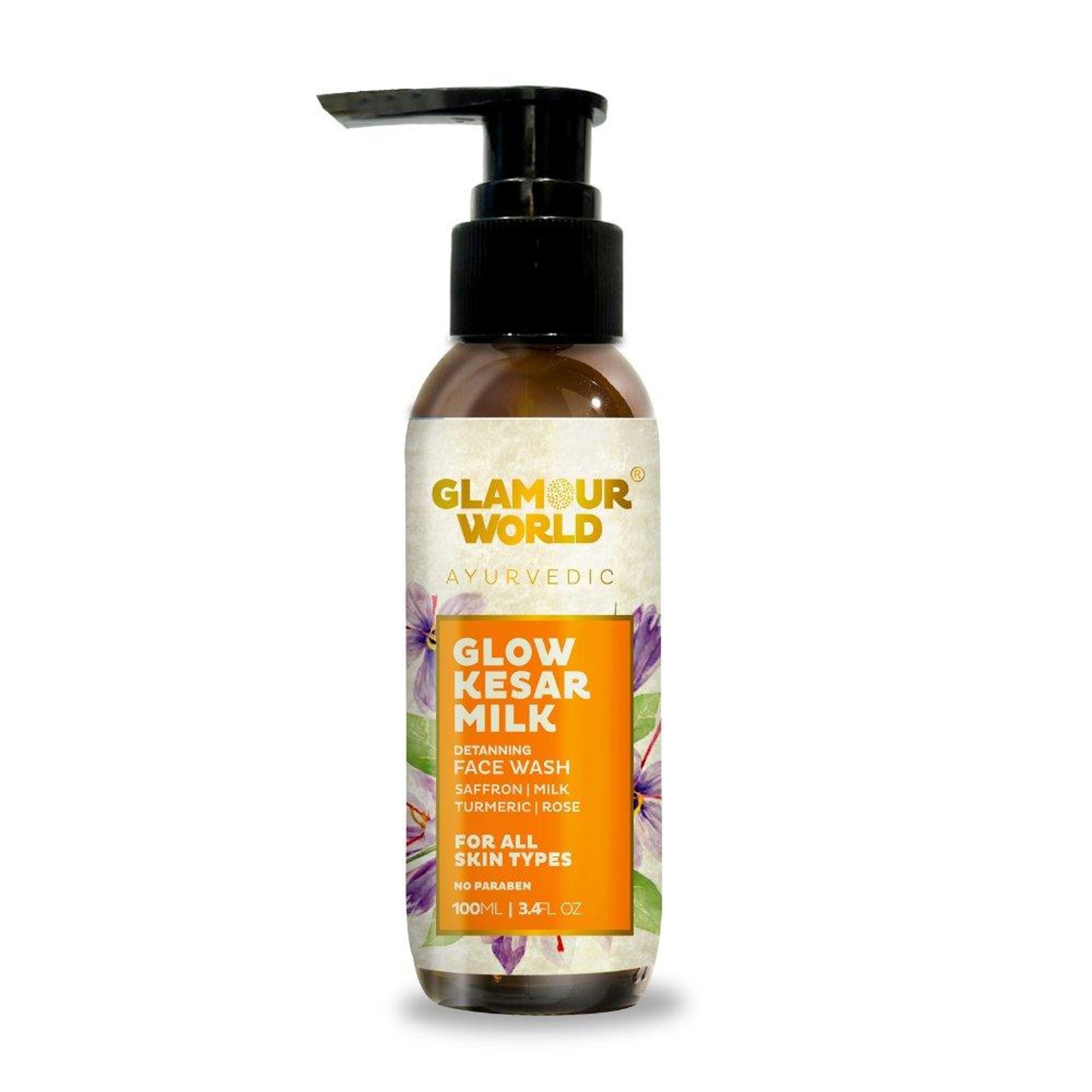 GLAMOUR WORLD AYURVEDIC Glow Kesar Milk Face Wash | Grocsy