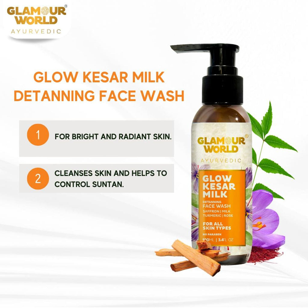 GLAMOUR WORLD AYURVEDIC Glow Kesar Milk Face Wash | Grocsy