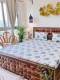 URBAN SPACE Divine White Ethnic Motifs 144 TC Cotton Queen Bedsheet & 2 Pillow Covers | Grocsy